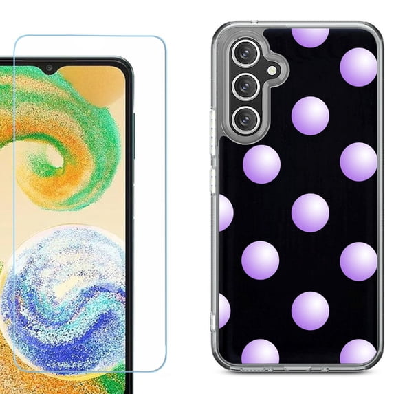 Phone Case for Samsung Galaxy S26 5G, with Screen Protector, by OneToughShield - Polka Dot / Purple