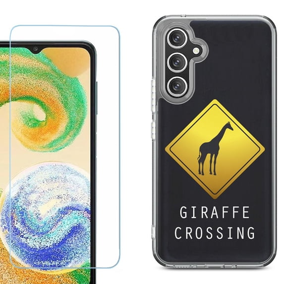 Phone Case for Samsung Galaxy S26 5G, with Screen Protector, by OneToughShield - Road Sign Giraffe