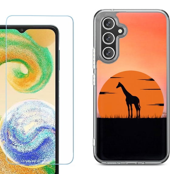 Phone Case for Samsung Galaxy S26 5G, with Screen Protector, by OneToughShield - Sunset Giraffe