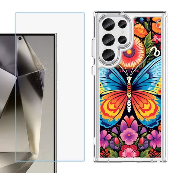 Phone Case for Samsung Galaxy S26 Ultra, with Screen Protector, by OneToughShield - Butterfly Garden