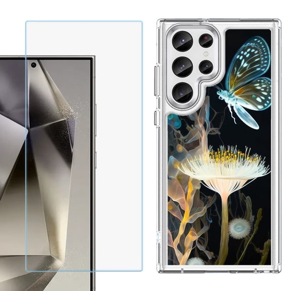 Phone Case for Samsung Galaxy S26 Ultra, with Screen Protector, by OneToughShield - Butterfly Translucent
