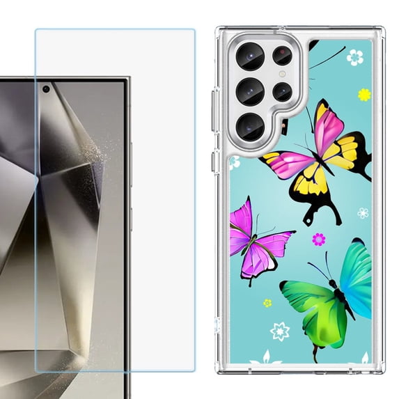 Phone Case for Samsung Galaxy S26 Ultra, with Screen Protector, by OneToughShield - Butterfly