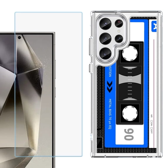 Phone Case for Samsung Galaxy S26 Ultra, with Screen Protector, by OneToughShield - Cassette Blue