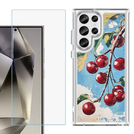Phone Case for Samsung Galaxy S26 Ultra, with Screen Protector, by OneToughShield - Cherry Bliss