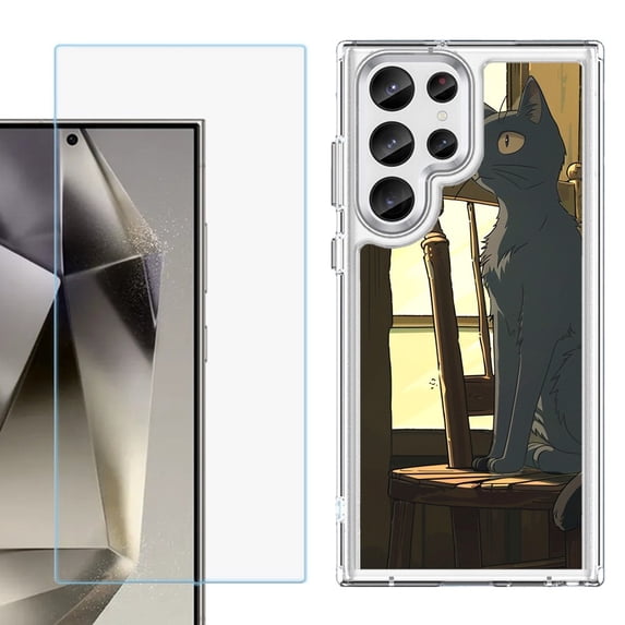 Phone Case for Samsung Galaxy S26 Ultra, with Screen Protector, by OneToughShield - Curious Cat