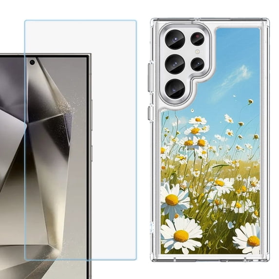 Phone Case for Samsung Galaxy S26 Ultra, with Screen Protector, by OneToughShield - Daisy Field