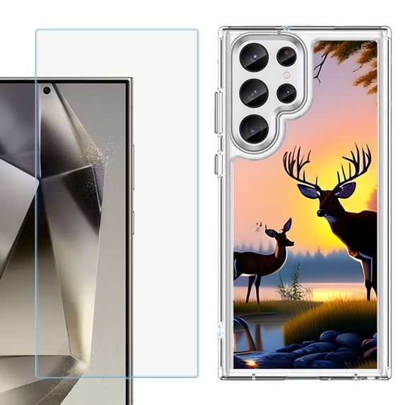 Phone Case for Samsung Galaxy S26 Ultra, with Screen Protector, by OneToughShield - Deer Sunset