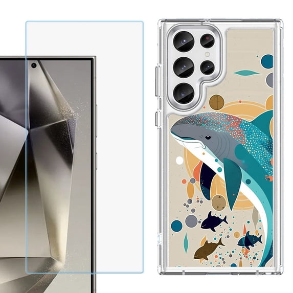 Phone Case for Samsung Galaxy S26 Ultra, with Screen Protector, by OneToughShield - Dolphin Family