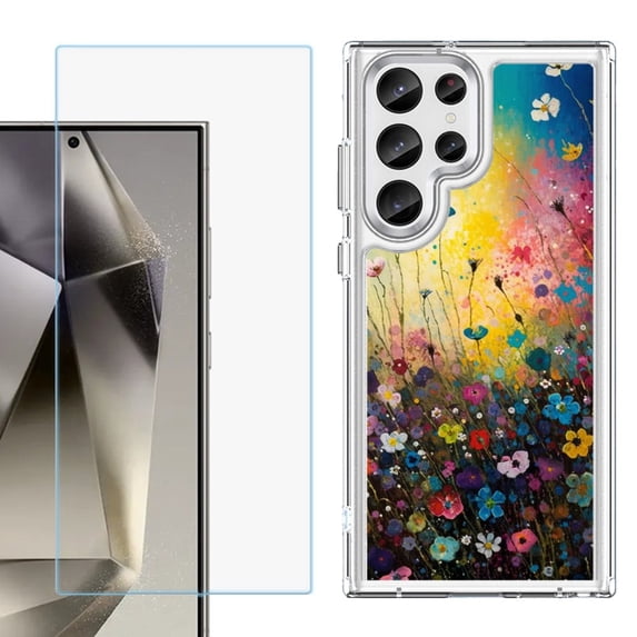 Phone Case for Samsung Galaxy S26 Ultra, with Screen Protector, by OneToughShield - Flower Field