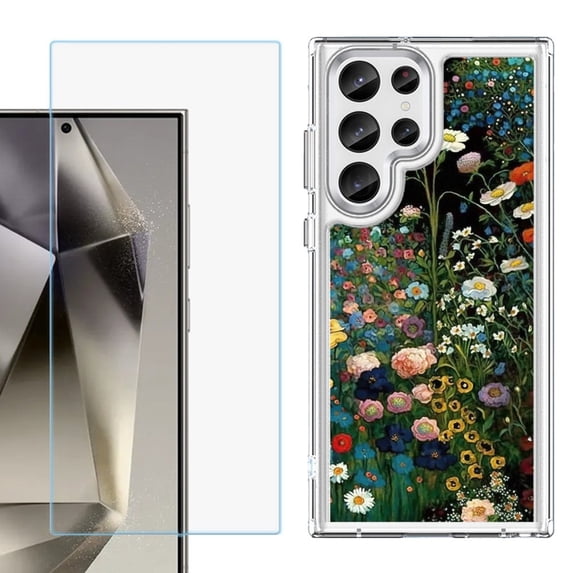 Phone Case for Samsung Galaxy S26 Ultra, with Screen Protector, by OneToughShield - Flowery Garden