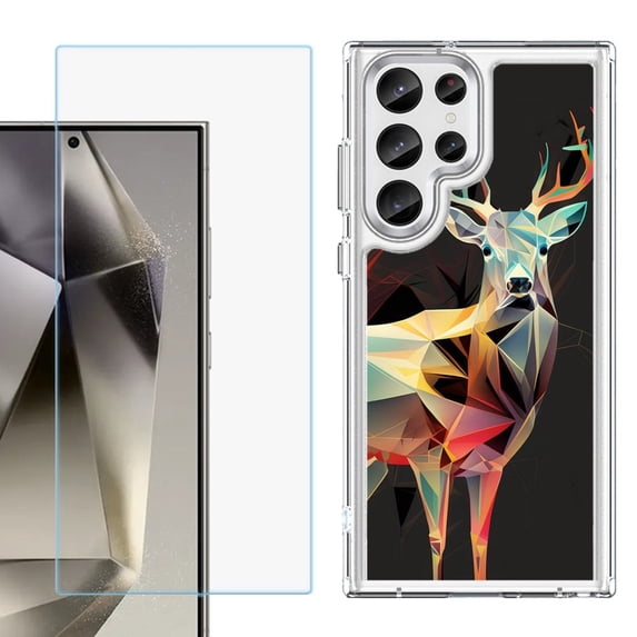 Phone Case for Samsung Galaxy S26 Ultra, with Screen Protector, by OneToughShield - Geometric Deer