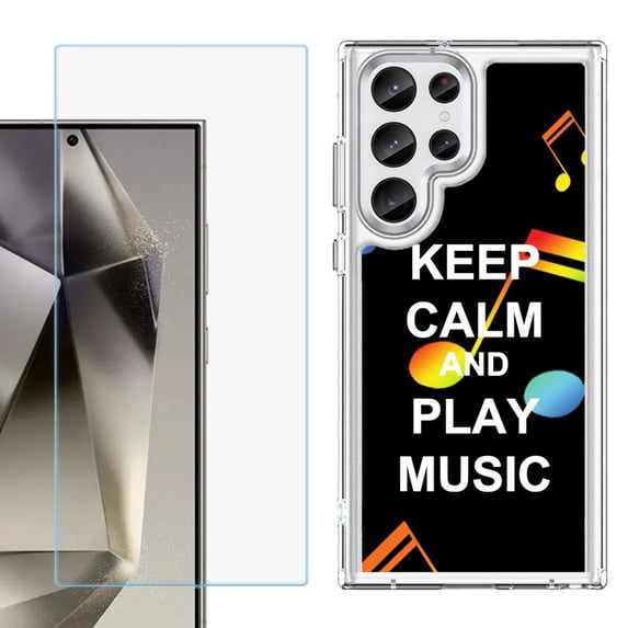 Phone Case for Samsung Galaxy S26 Ultra, with Screen Protector, by OneToughShield - Keep Calm Music