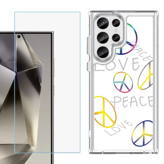 Phone Case for Samsung Galaxy S26 Ultra, with Screen Protector, by OneToughShield - Love/Peace