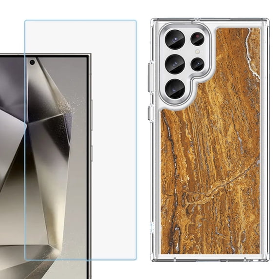 Phone Case for Samsung Galaxy S26 Ultra, with Screen Protector, by OneToughShield - Marble / Earth