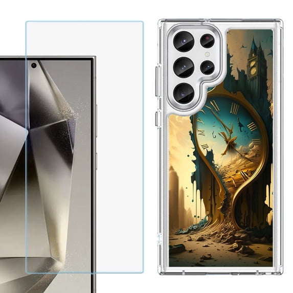 Phone Case for Samsung Galaxy S26 Ultra, with Screen Protector, by OneToughShield - Melting Clock