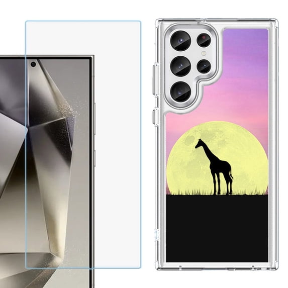 Phone Case for Samsung Galaxy S26 Ultra, with Screen Protector, by OneToughShield - Moonlight Giraffe