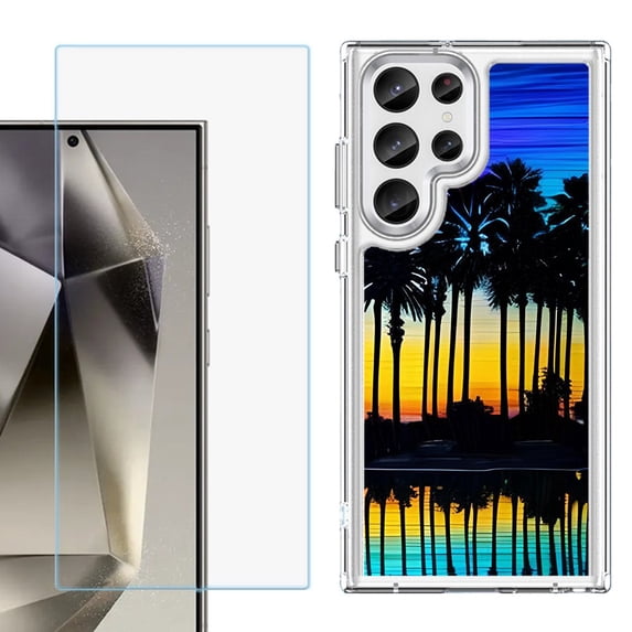 Phone Case for Samsung Galaxy S26 Ultra, with Screen Protector, by OneToughShield - Palmtree