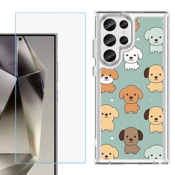 Phone Case for Samsung Galaxy S26 Ultra, with Screen Protector, by OneToughShield - Puppies