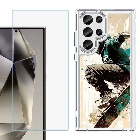 Phone Case for Samsung Galaxy S26 Ultra, with Screen Protector, by OneToughShield - Skateboarding