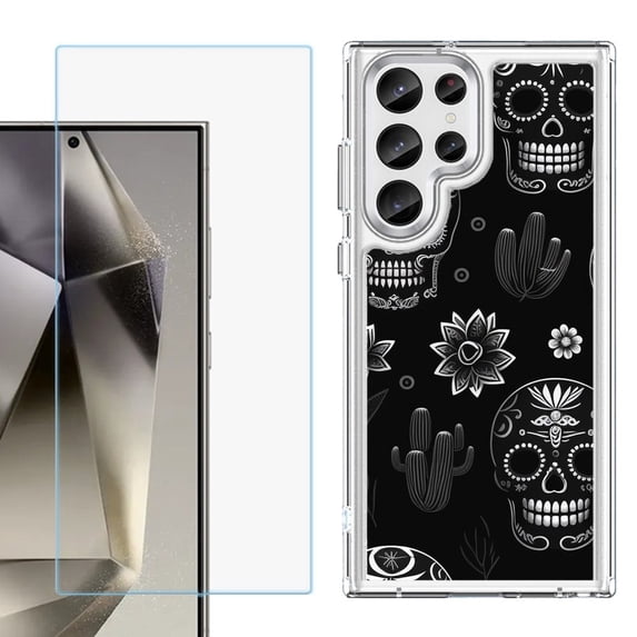 Phone Case for Samsung Galaxy S26 Ultra, with Screen Protector, by OneToughShield - Skull Mix