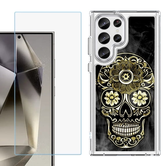 Phone Case for Samsung Galaxy S26 Ultra, with Screen Protector, by OneToughShield - Skull Smoke