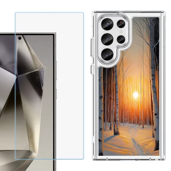 Phone Case for Samsung Galaxy S26 Ultra, with Screen Protector, by OneToughShield - Snow Forest