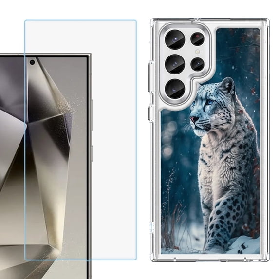 Phone Case for Samsung Galaxy S26 Ultra, with Screen Protector, by OneToughShield - Snow Leopard