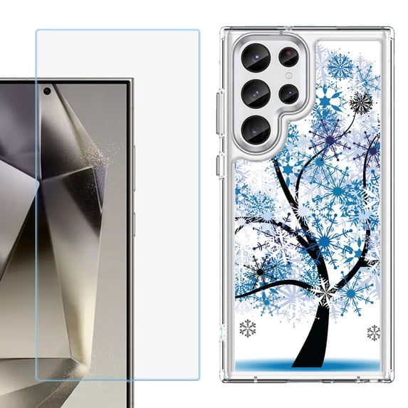 Phone Case for Samsung Galaxy S26 Ultra, with Screen Protector, by OneToughShield - Snowflakes Tree