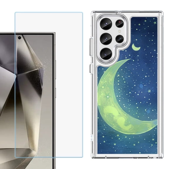 Phone Case for Samsung Galaxy S26 Ultra, with Screen Protector, by OneToughShield - Whimsical Moon