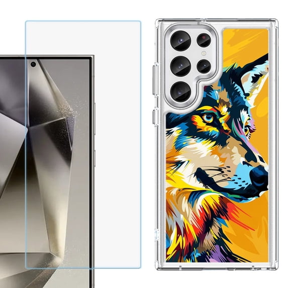 Phone Case for Samsung Galaxy S26 Ultra, with Screen Protector, by OneToughShield - Wolf Art