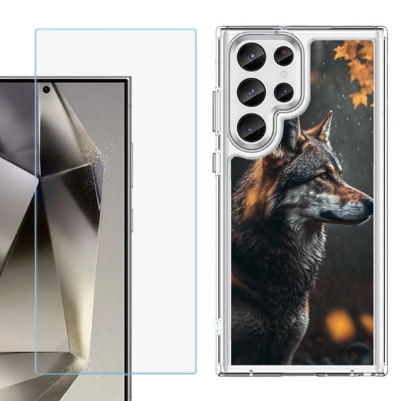 Phone Case for Samsung Galaxy S26 Ultra, with Screen Protector, by OneToughShield - Wolf Autumn