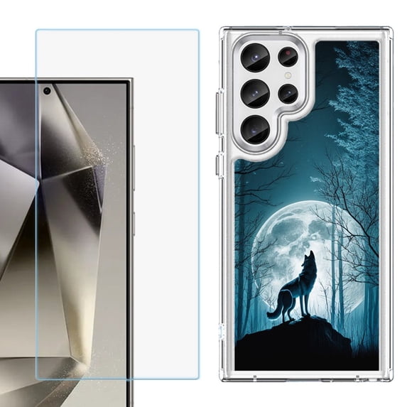 Phone Case for Samsung Galaxy S26 Ultra, with Screen Protector, by OneToughShield - Wolf Moon