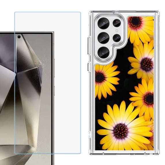 Phone Case for Samsung Galaxy S26 Ultra, with Screen Protector, by OneToughShield - Yellow Flower