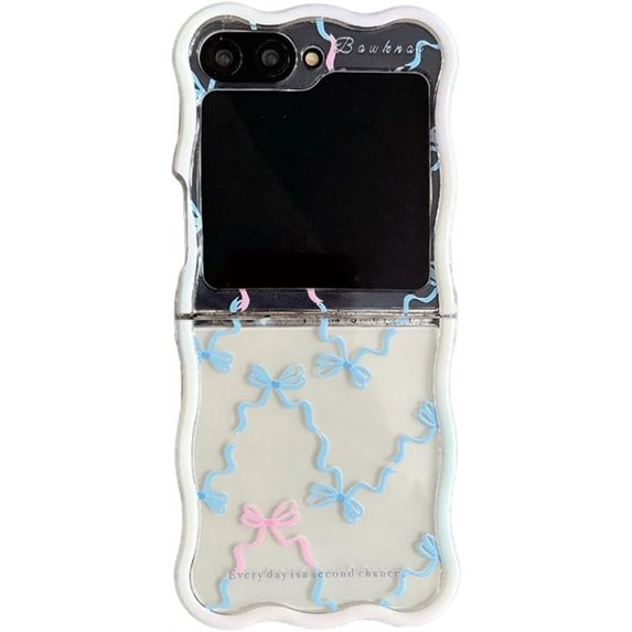 Phone Case for Samsung Galaxy Z Flip 6,Cute Bow Pattern Shockproof Protective Folding Phone Shell,Cover for Boys Girly (No Chain)