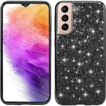 Phone Case for Samsung S22 Plus Case Glitter Sparkle Gold, Samsung Galaxy S22 Plus Case Silicone Anti-fingerprint Glamorous Shiny Cover Thin (Black)