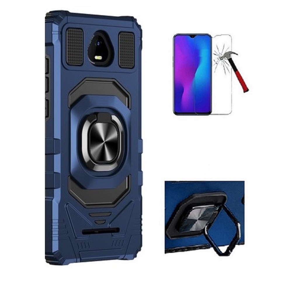 Phone Case for Schok Volt SV55, Ring Stand Hybrid Case Cover + Tempered