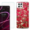 thumbnail image 1 of Phone Case for T-Mobile Revvl 7 5G, Shockproof Case Cover with Tempered Glass Screen Protector, by OneToughShield - Almond Blossom Red, 1 of 1