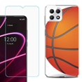 thumbnail image 1 of Phone Case for T-Mobile Revvl 7 5G, Shockproof Case Cover with Tempered Glass Screen Protector, by OneToughShield - Basketball, 1 of 1