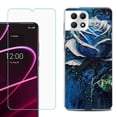 thumbnail image 1 of Phone Case for T-Mobile Revvl 7 5G, Shockproof Case Cover with Tempered Glass Screen Protector, by OneToughShield - Blue Rose, 1 of 1