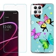 thumbnail image 1 of Phone Case for T-Mobile Revvl 7 5G, Shockproof Case Cover with Tempered Glass Screen Protector, by OneToughShield - Butterfly, 1 of 1
