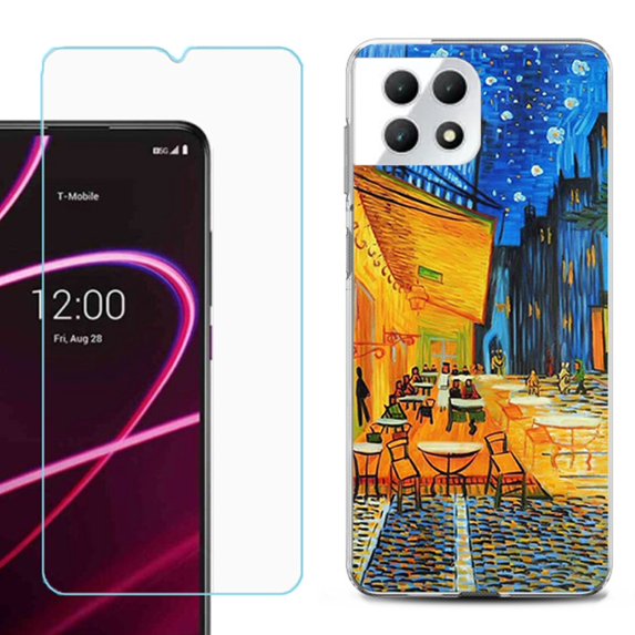 Phone Case for T-Mobile Revvl 7 5G, Shockproof Case Cover with Tempered Glass Screen Protector, by OneToughShield - Cafe Terrace