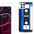 thumbnail image 1 of Phone Case for T-Mobile Revvl 7 5G, Shockproof Case Cover with Tempered Glass Screen Protector, by OneToughShield - Cassette Blue, 1 of 1