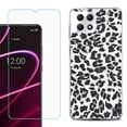 thumbnail image 1 of Phone Case for T-Mobile Revvl 7 5G, Shockproof Case Cover with Tempered Glass Screen Protector, by OneToughShield - Cheetah B/W, 1 of 1