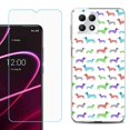 thumbnail image 1 of Phone Case for T-Mobile Revvl 7 5G, Shockproof Case Cover with Tempered Glass Screen Protector, by OneToughShield - Colorful Dachshund/Puppy, 1 of 1