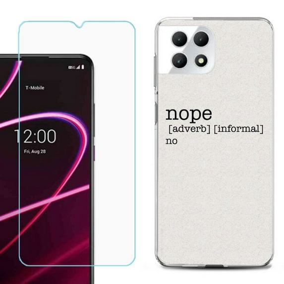 Phone Case for T-Mobile Revvl 7 5G, Shockproof Case Cover with Tempered Glass Screen Protector, by OneToughShield - Dictionary/Nope