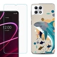 thumbnail image 1 of Phone Case for T-Mobile Revvl 7 5G, Shockproof Case Cover with Tempered Glass Screen Protector, by OneToughShield - Dolphin Family, 1 of 1