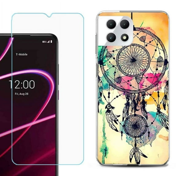 Phone Case for T-Mobile Revvl 7 5G, Shockproof Case Cover with Tempered Glass Screen Protector, by OneToughShield - Dream Catcher Color