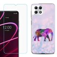thumbnail image 1 of Phone Case for T-Mobile Revvl 7 5G, Shockproof Case Cover with Tempered Glass Screen Protector, by OneToughShield - Elephant /Polygon, 1 of 1