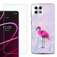 thumbnail image 1 of Phone Case for T-Mobile Revvl 7 5G, Shockproof Case Cover with Tempered Glass Screen Protector, by OneToughShield - Flamingo / Polygon, 1 of 1