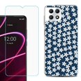 thumbnail image 1 of Phone Case for T-Mobile Revvl 7 5G, Shockproof Case Cover with Tempered Glass Screen Protector, by OneToughShield - Flower/Blue, 1 of 1